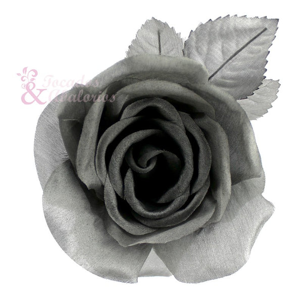 Rosa de seda 9 cm.