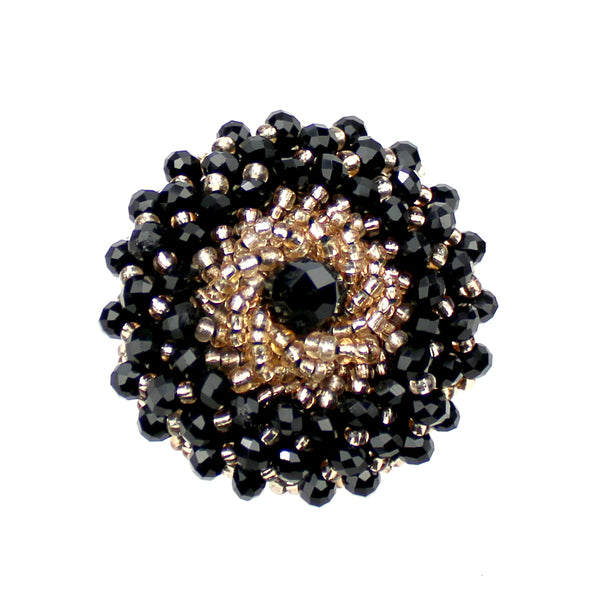 Botón bola facetada y rocalla 4 cm negro