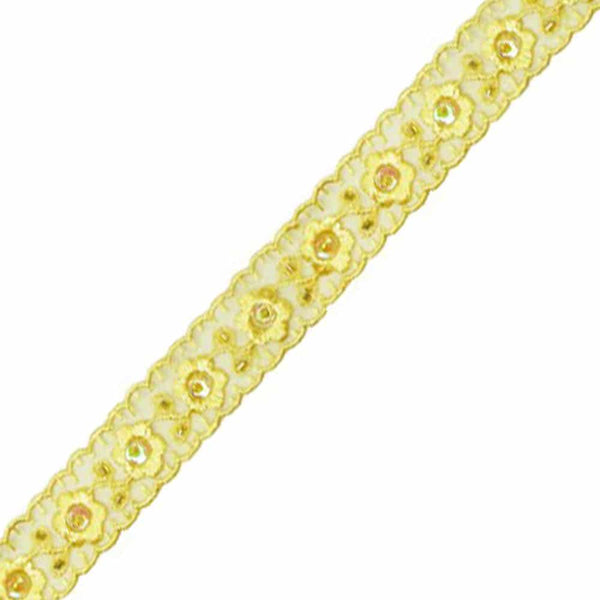 Cinta organdi bordado con lentejuelas 2 5 cm oro