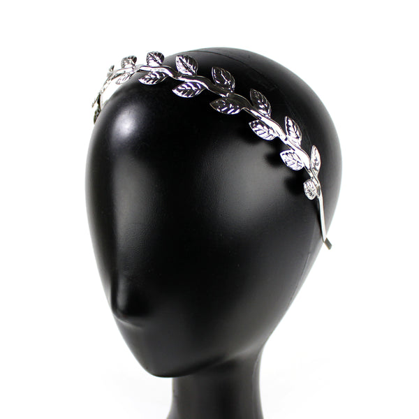 Diadema hojas de latón plata
