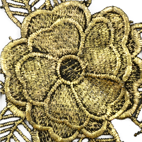 FLOR BORDADA DE 16 X 14 CM oro viejo