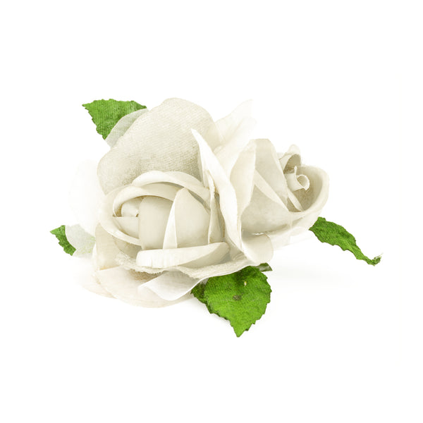 Flor doble terciopelo y organza crudo