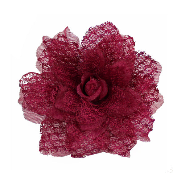 Flor encaje organza granate