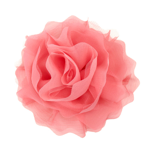 Flor tul y organza 18 cm salmon