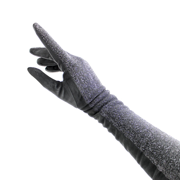 Guantes terciopelo brillo plata