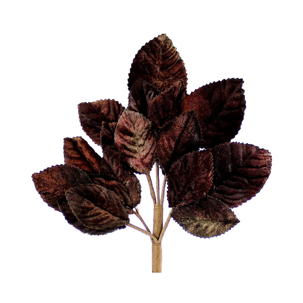 Ramillete Hojas terciopelo 21 cm marrón