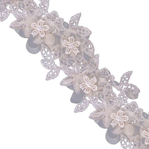 Tira Flor Guipur Organza beige