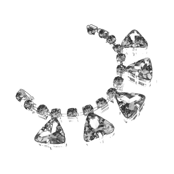 aplicacion de bisuteria triangulos 19×2.5 cm plata