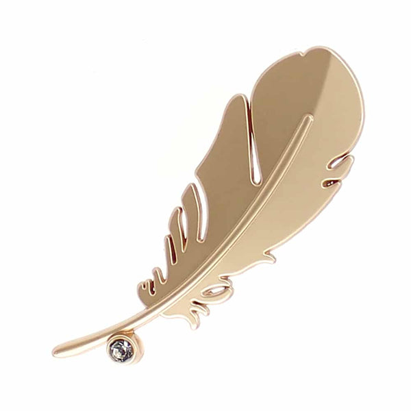 broche pluma strass oro mate