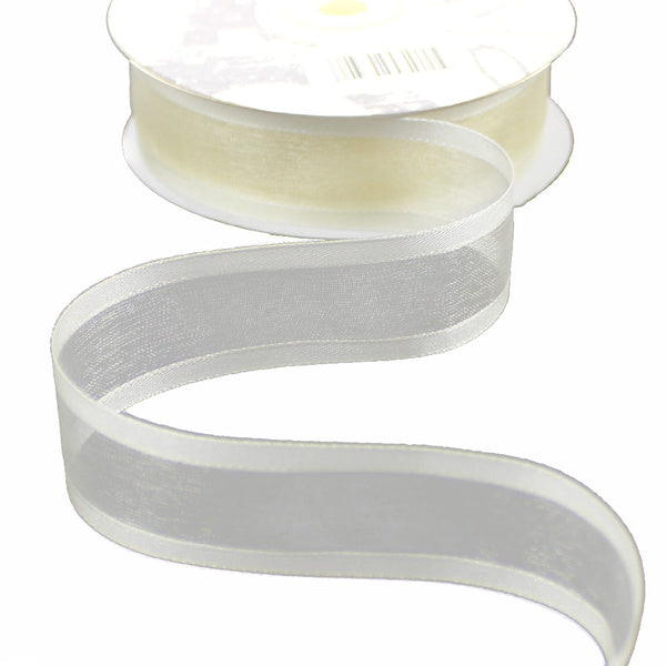 cinta organza 2 bandas crudo