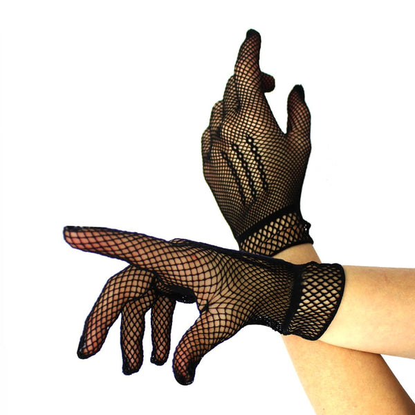 guantes de rejilla cortos negro