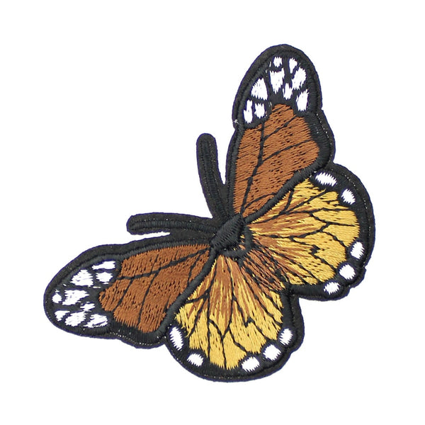 mariposa bordada termoadhesiva dorado y marron