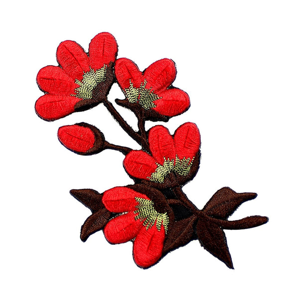motivo flor bordada rojo