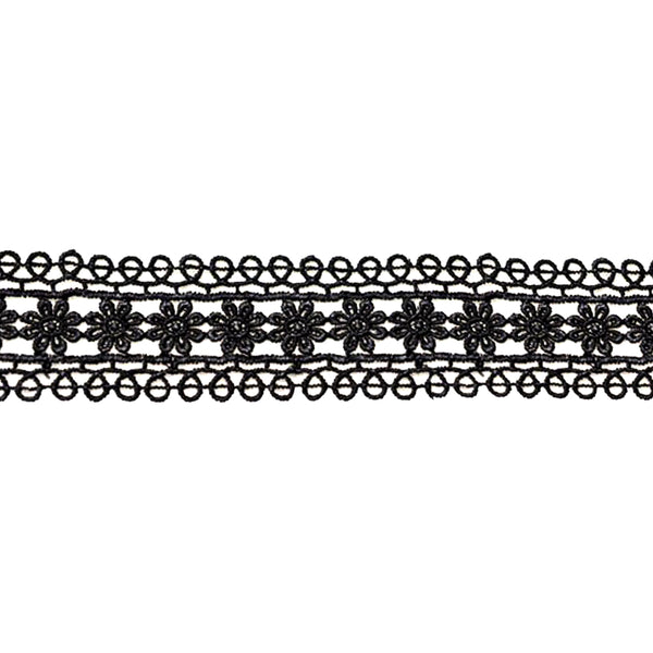 tira guipur flores 28 mm negro