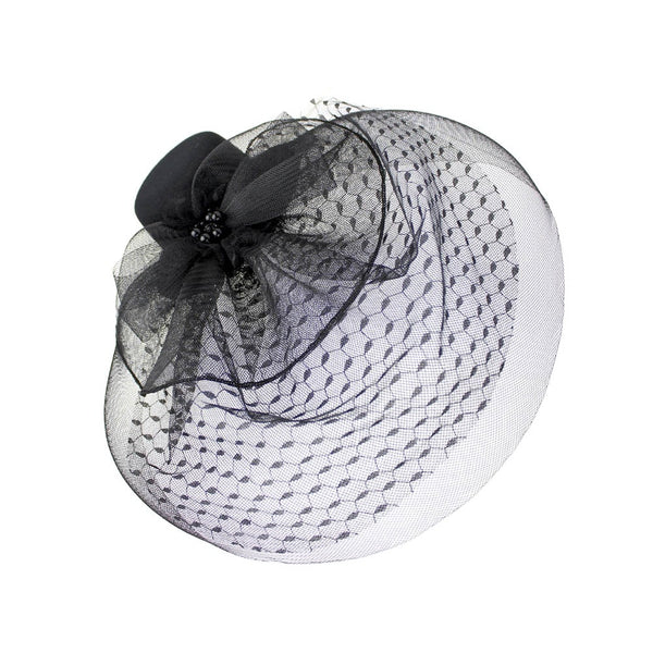 tocado sombrero perlas negro 2