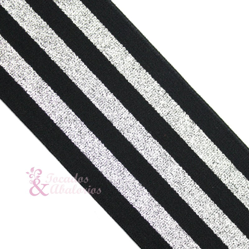 Cinta Rayas negra/plata