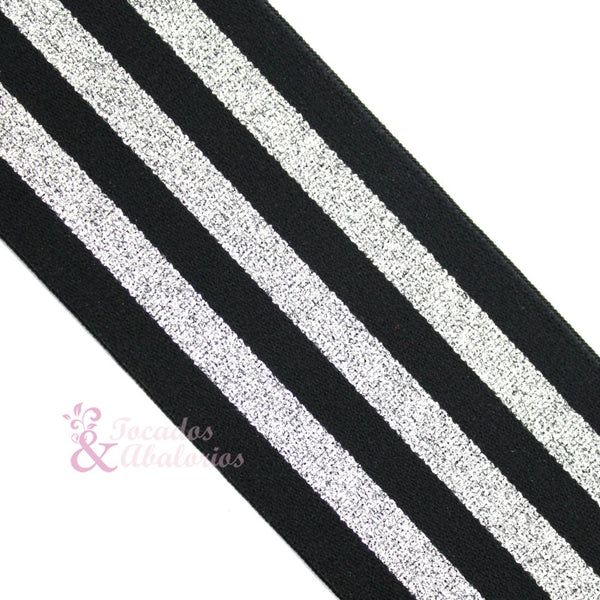 Cinta Rayas negra/plata