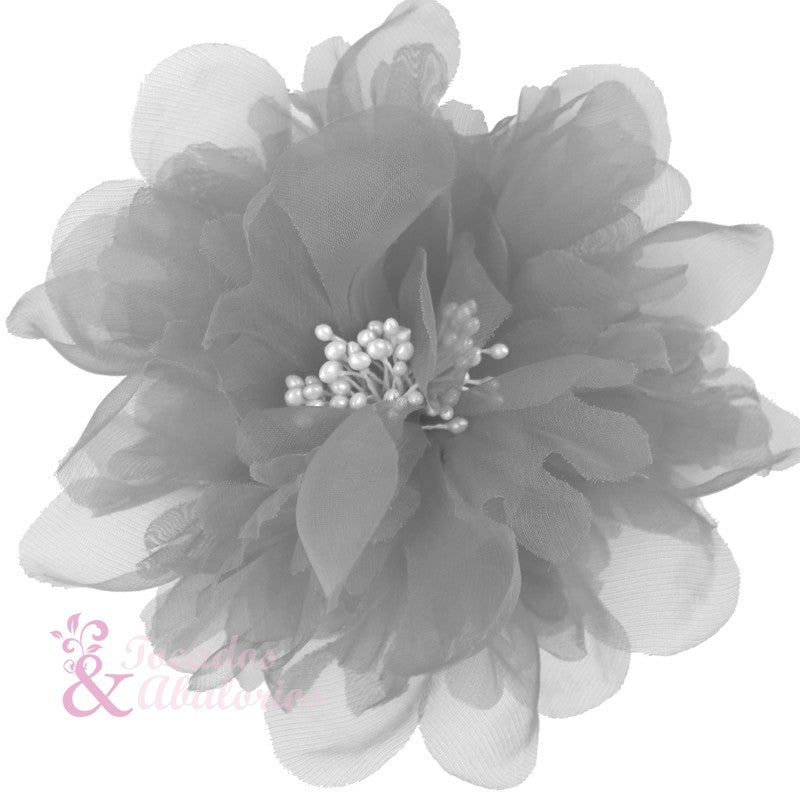 Flor 14 cm organza con pistilos