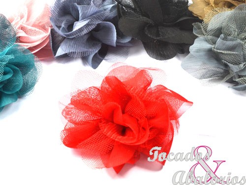 florecillas tul y organza 8 cm