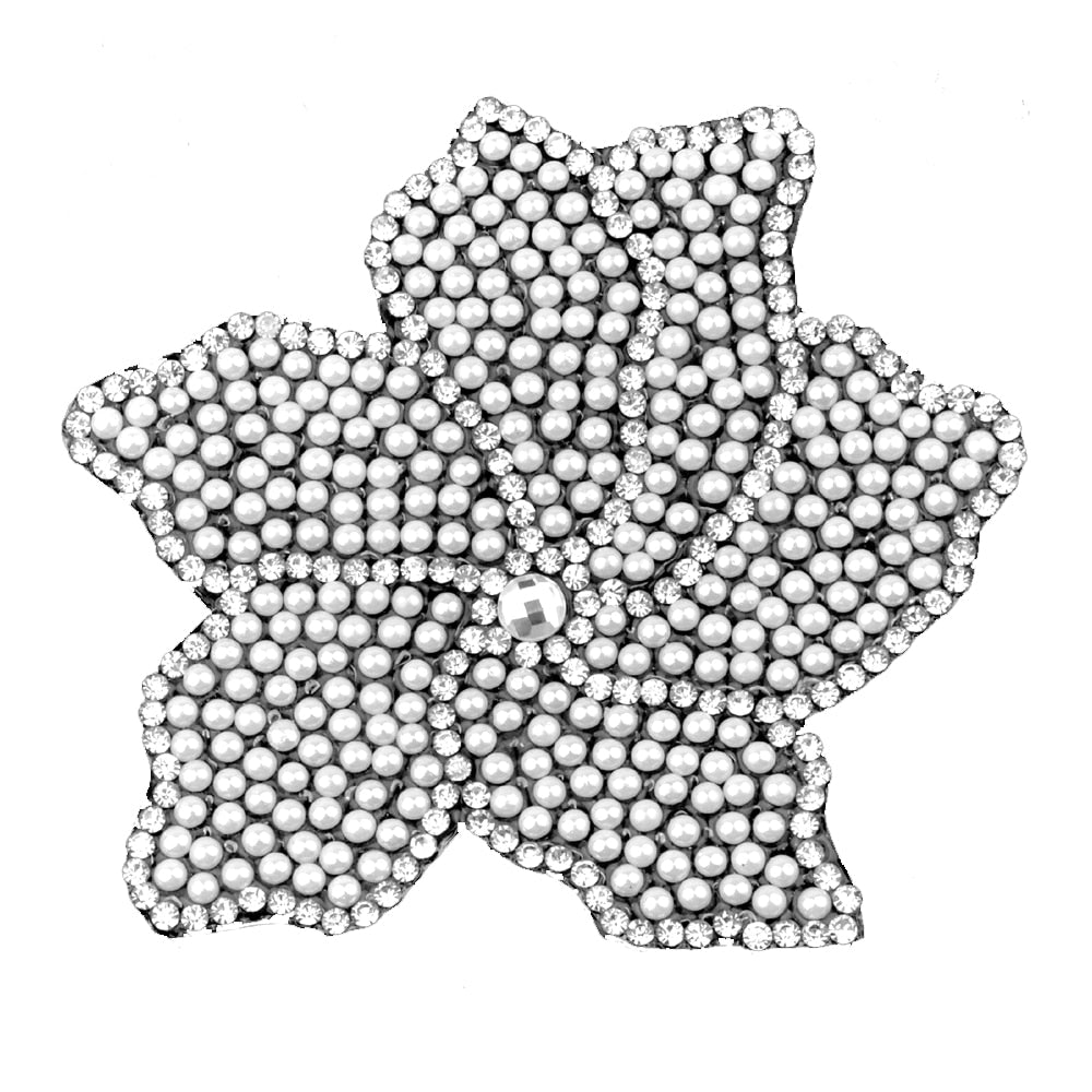 Aplicación Flor Termoadhesiva plata