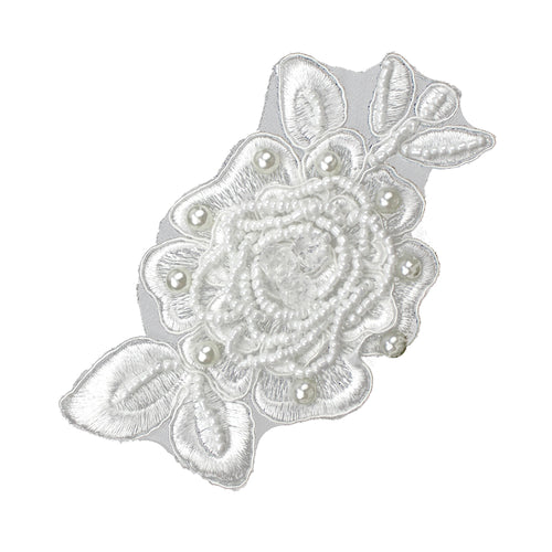 Aplicación flor perla rocalla blanco