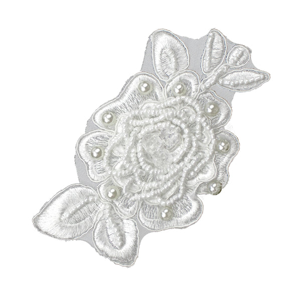 Aplicación flor perla rocalla blanco