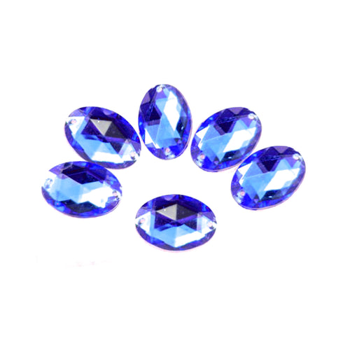 Aplicación oval acrílica azul azafata