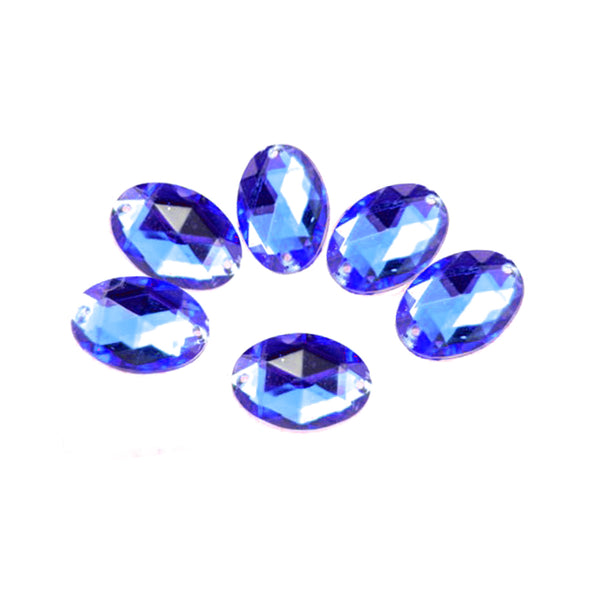 Aplicación oval acrílica azul azafata