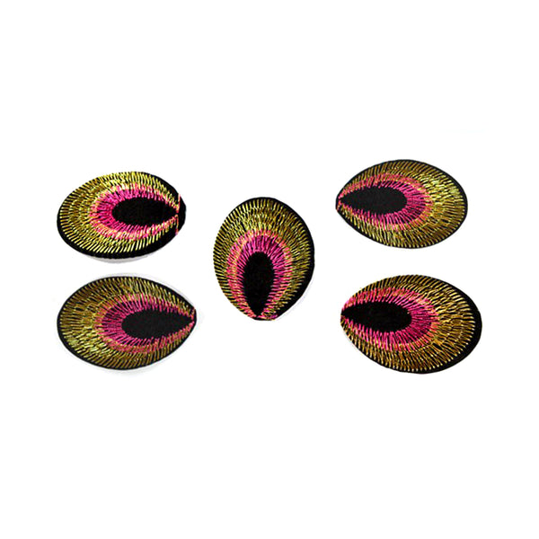 Aplicación oval bordada termoadhesiva fucsia