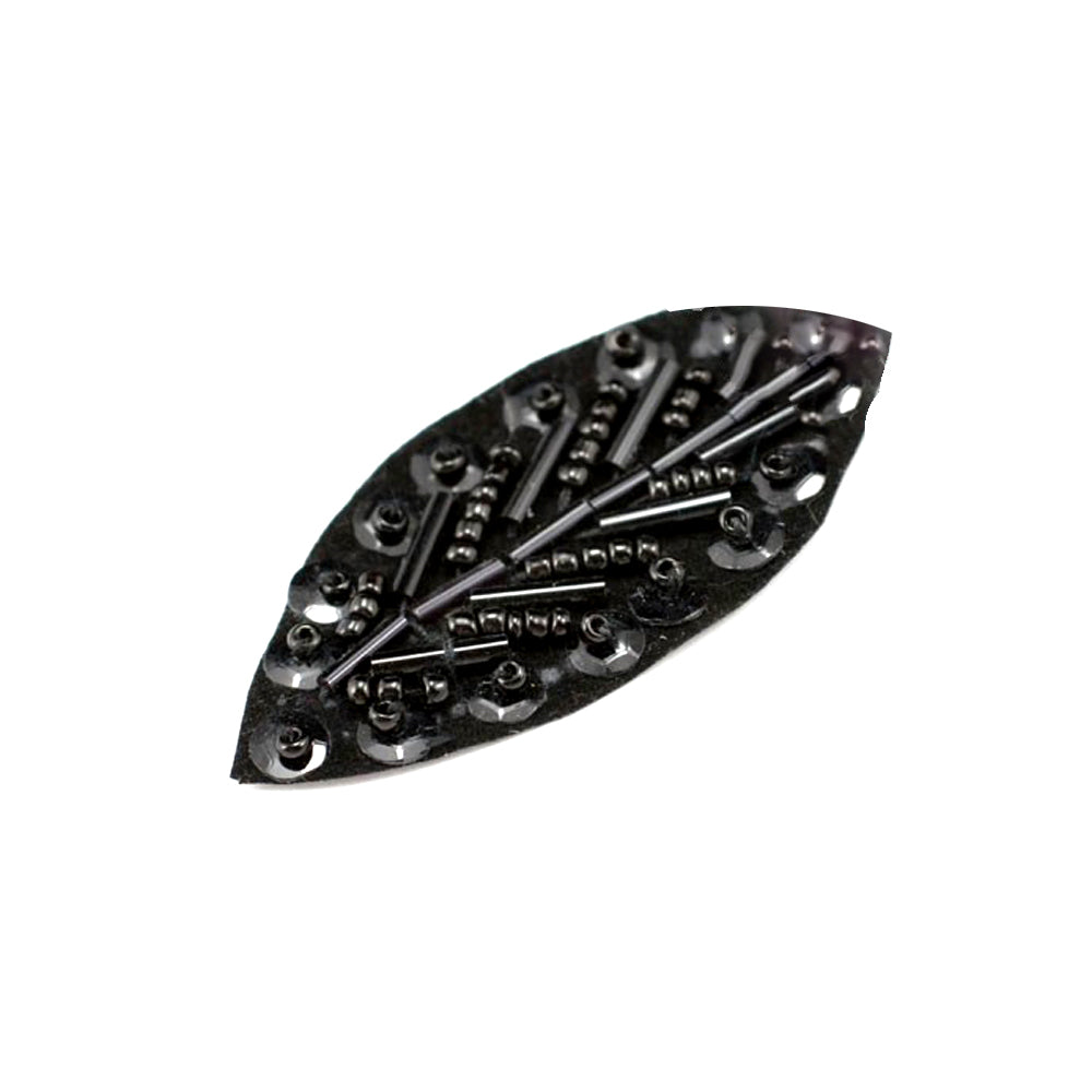 Aplicación rocalla hoja 6X2 5 cm negro