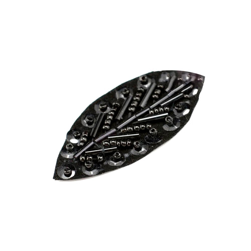 Aplicación rocalla hoja 6X2 5 cm negro