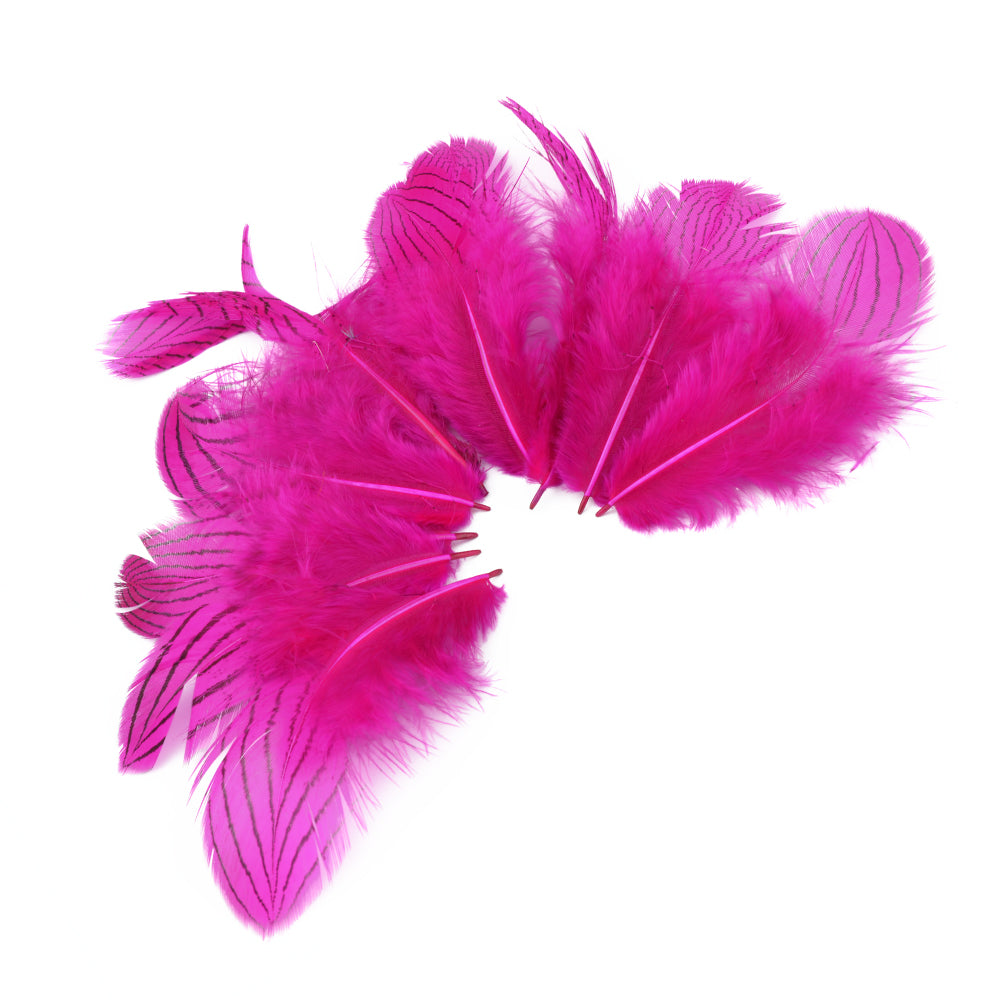 Bolsa Plumas faisán plata 8-10 CM buganvilla