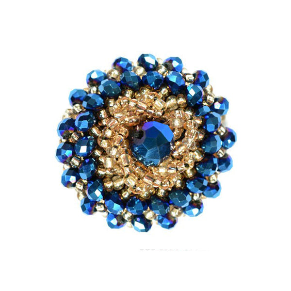 Botón bola facetada y rocalla 3 cm azul klein