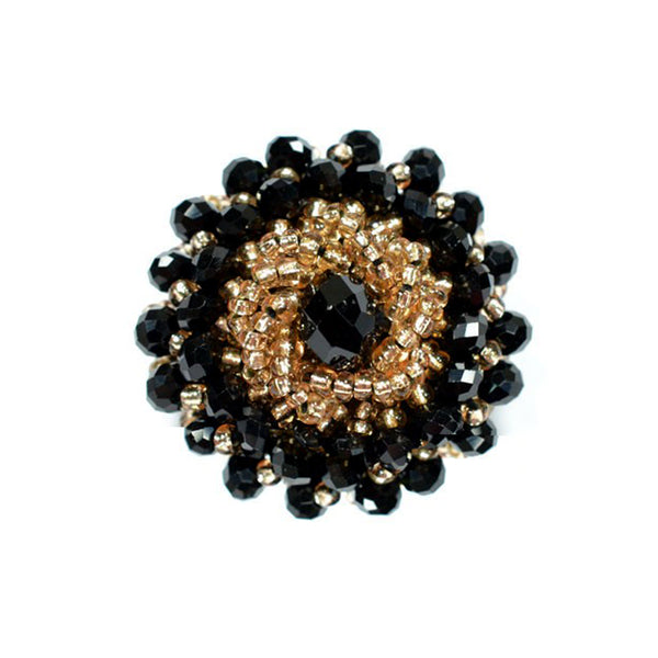 Botón bola facetada y rocalla 3 cm negro