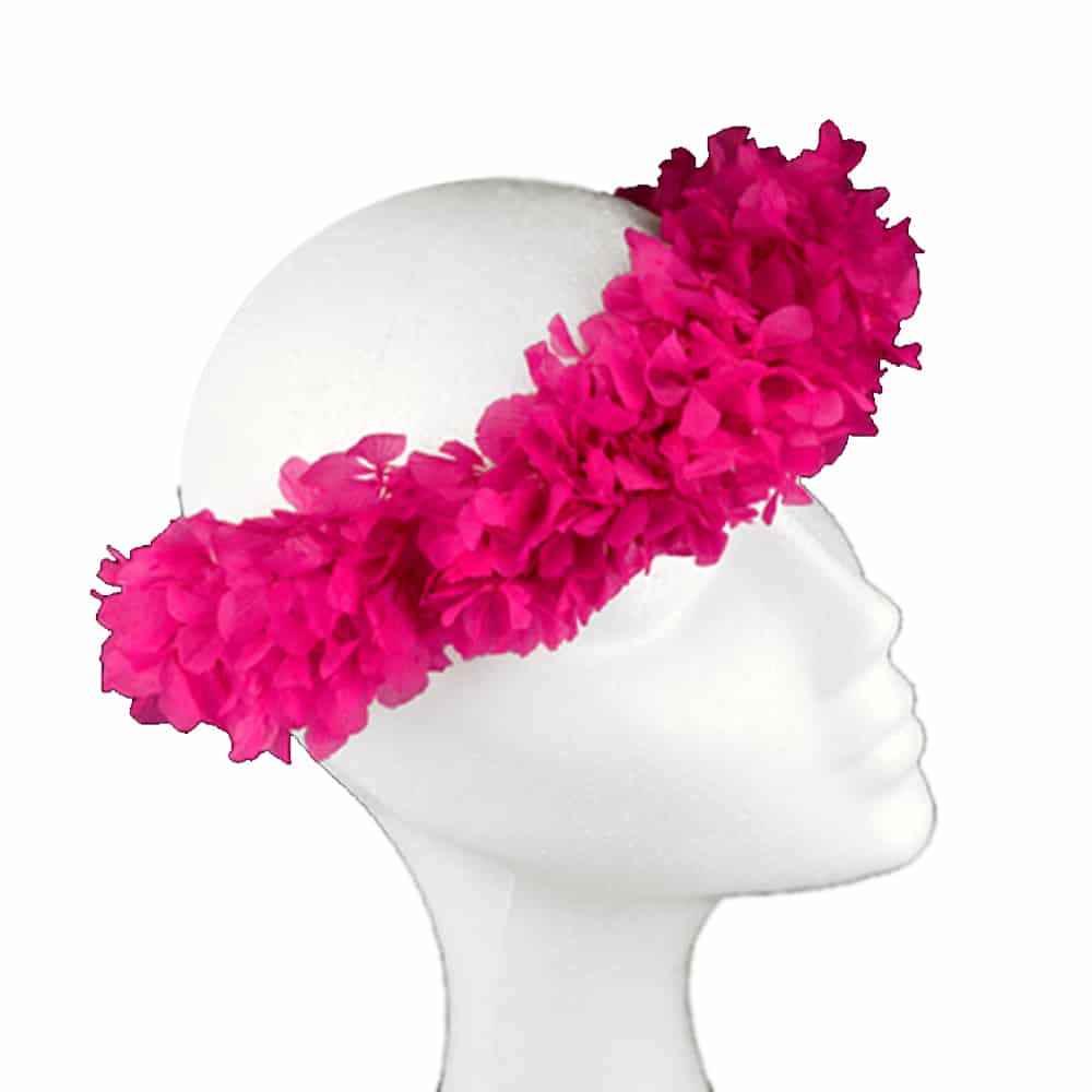 CORONA HORTENSIAS PRESERVADAS fucsia