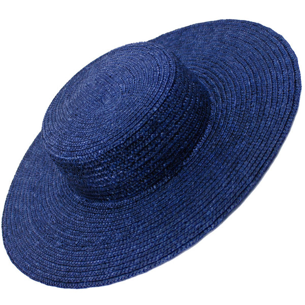 Low-crown, wide-brim boater hat, premium straw
