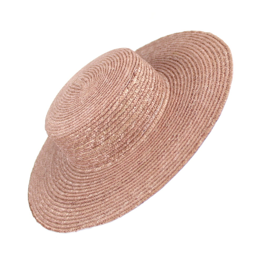 Canotier copa baja ala ancha paja 1ª calidad rosa nude