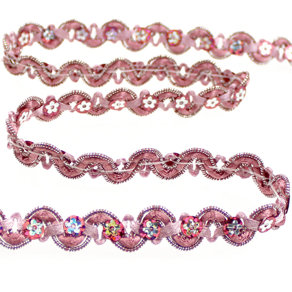 Cinta satén y lentejuela 1 5 cm rosa nude