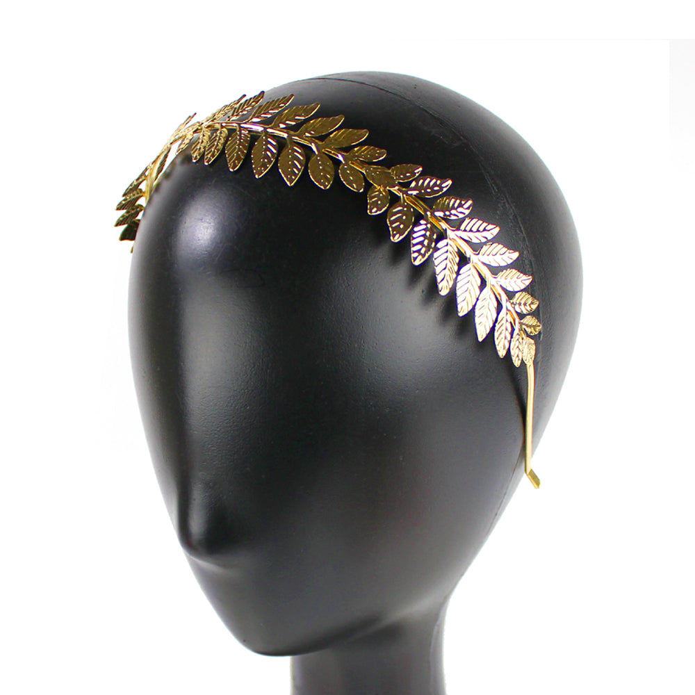 Diadema hojas de latón completa oro