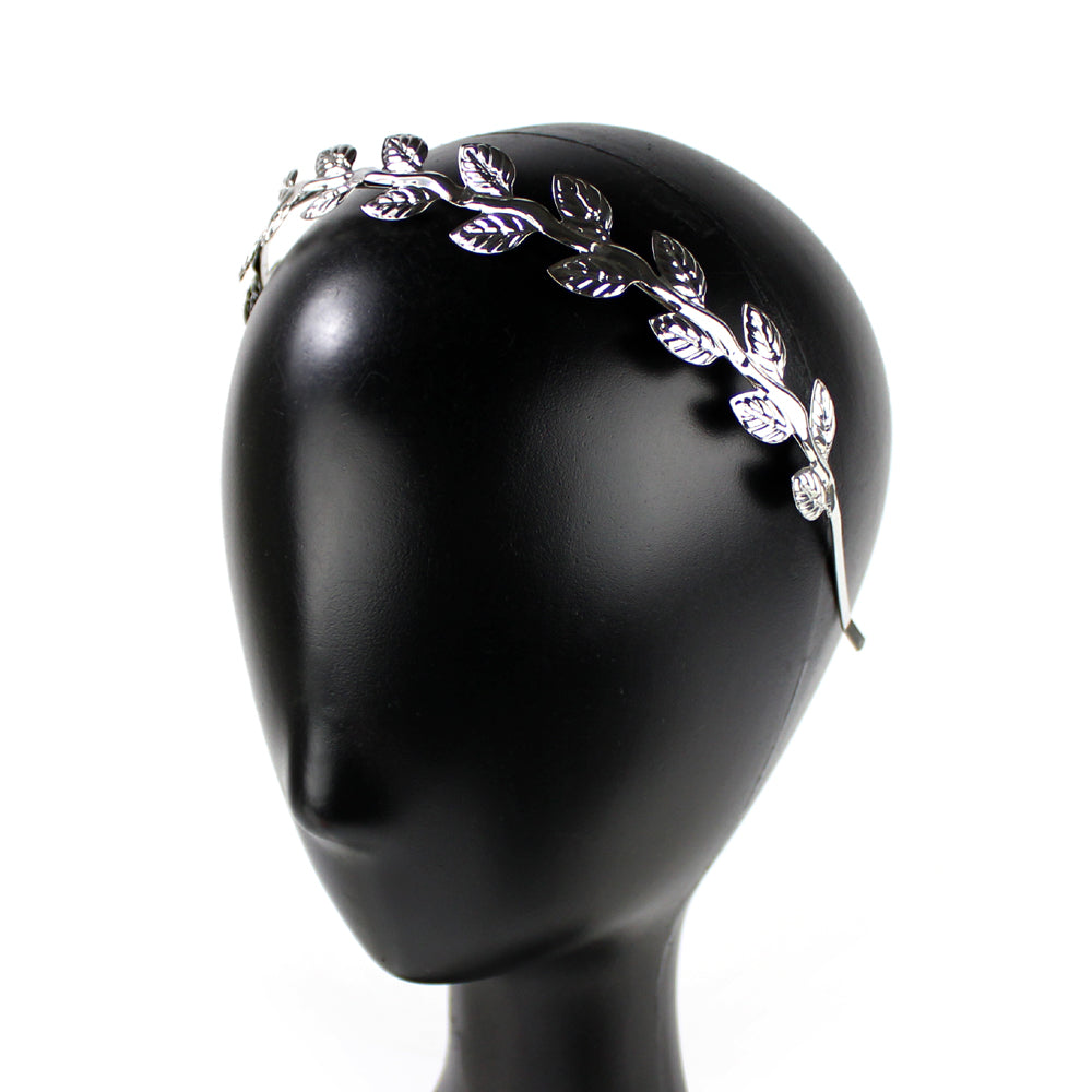 Diadema hojas de latón plata