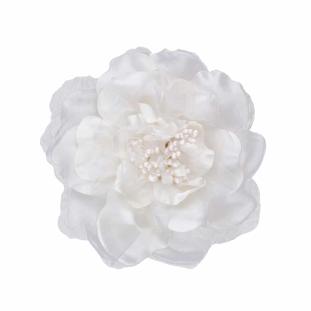 Flor 16 cm tul pistilos blanco