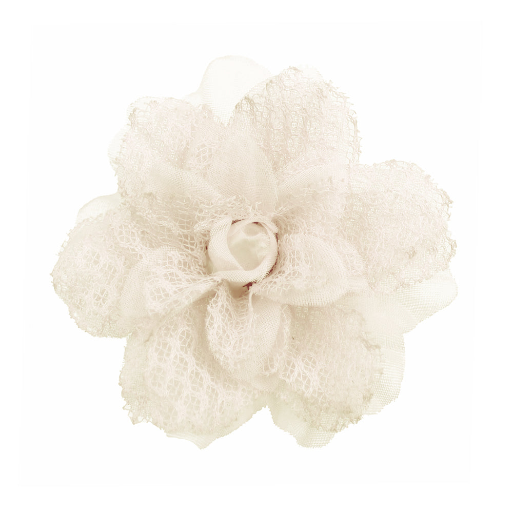 Flor encaje organza crudo