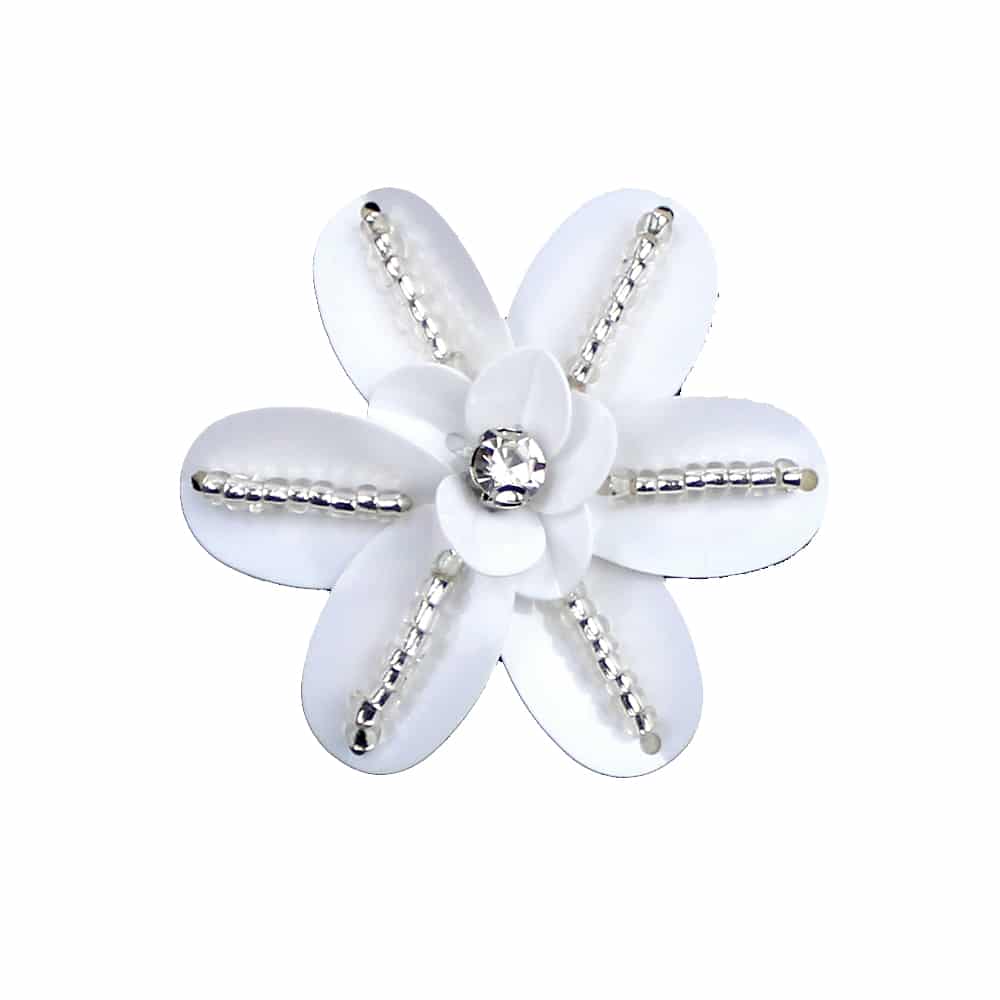 Flor paillete 4 cm blanco