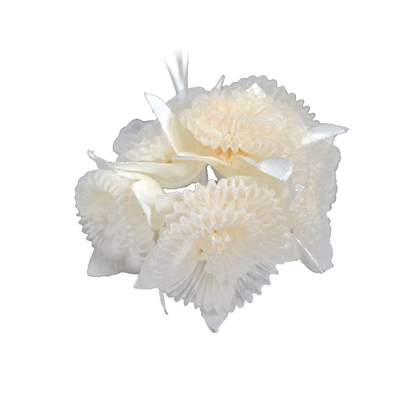 Florecilla organza plisada crudo