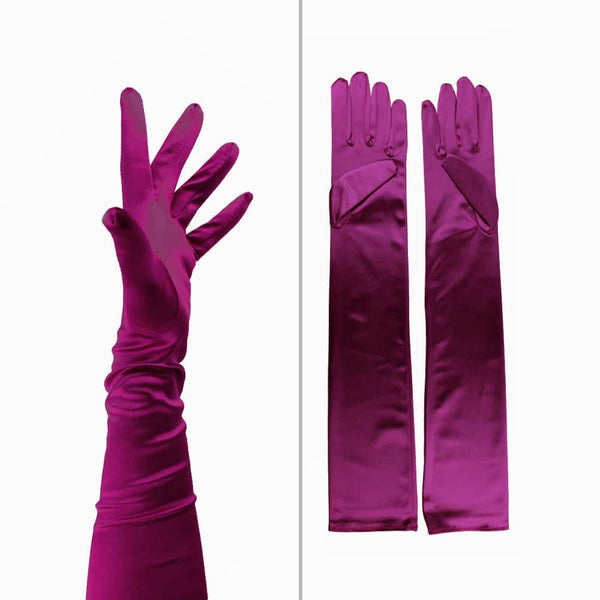 Guantes Raso Largos vino