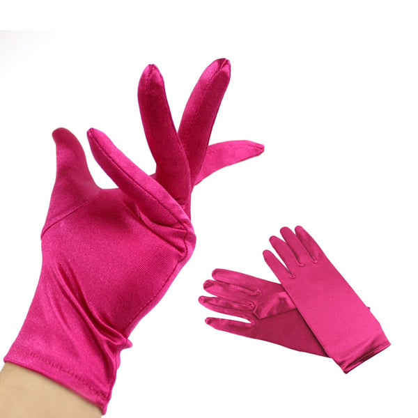 Guantes Raso cortos fucsia