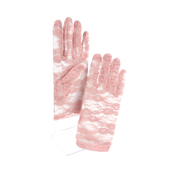 Guantes de encaje cortos rosa nude