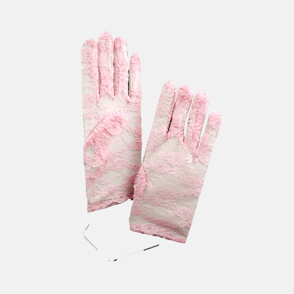Guantes de encaje cortos rosa