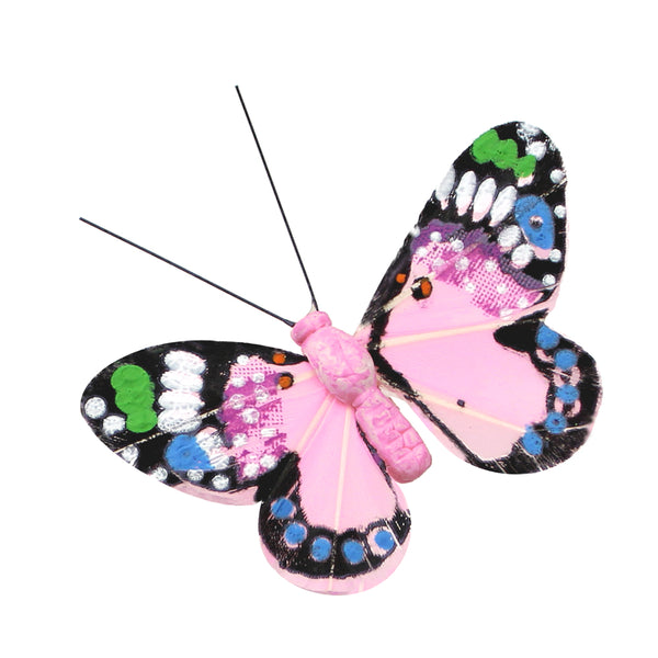 Mariposa Plumas 11 cm rosa