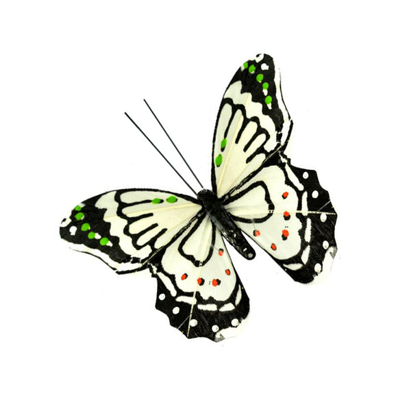 Mariposa Plumas 9 cm blanco